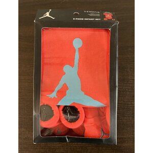 Open Box Nike Baby Air Jordan Infant 0-6 Months Jumpman 3 Piece Set Red